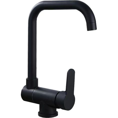 304 Stainless Steel Kitchen Opening Folding Hot and Cold Water Faucet for Household Vegetable Washing Sinks - Black Single Function Model