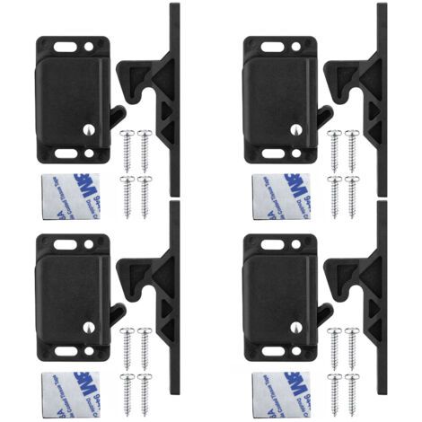 Set of 4 ABS Cabinet Door Locks with Push Latch Mechanism, Secure Cupboard and Drawer Locks for Caravan, Camper, Office, Easy Installation (1/5)