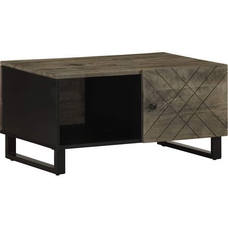Couchtisch Schwarz 80x50x40 cm Massivholz Mango