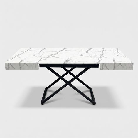 Tavolo allungabile di design 10 persone 120/220x80 Amsterdam - Effetto marmo bianco