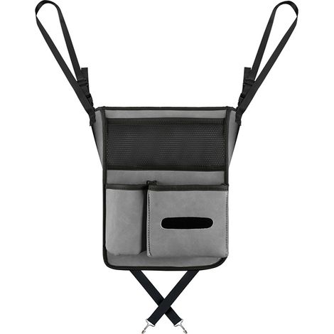 Organiseur de dossier de siège de voiture, sac à main en maille entre les sièges, sac de rangement automatique en daim, barrière pour siège arrière pour enfants et animaux domestiques (gris)