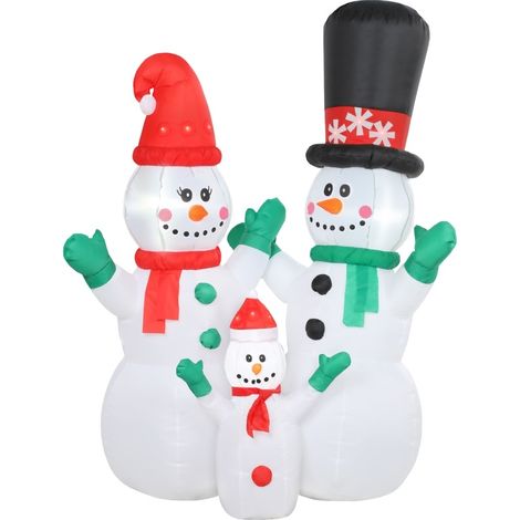 Bonhomme de neige gonflable de Noël familial LED 180 cm pour intérieur et extérieur, déco lumineuse avec souffleur et ancrages, de CHICFURN (1/5)