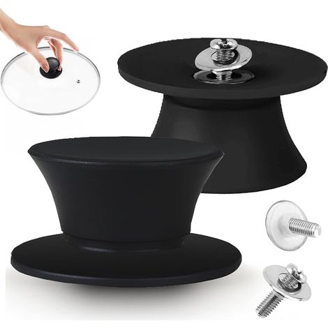 Poignées de rechange universelles en silicone pour couvercles de casseroles, lot de 2, résistantes à la chaleur et antidérapantes, pour couvercles en verre et autres ustensiles de cuisine percés. (1/5)