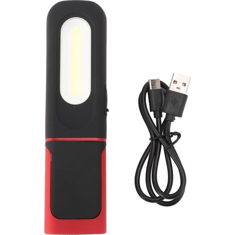 Lampe de travail LED rechargeable - Base magnétique rotative 360° + crochet, lumière blanche puissante pour auto et bricolage, ABS (1/5)