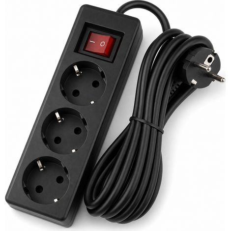 3-Socket Extension Lead with Switch 5 m White (1/5)