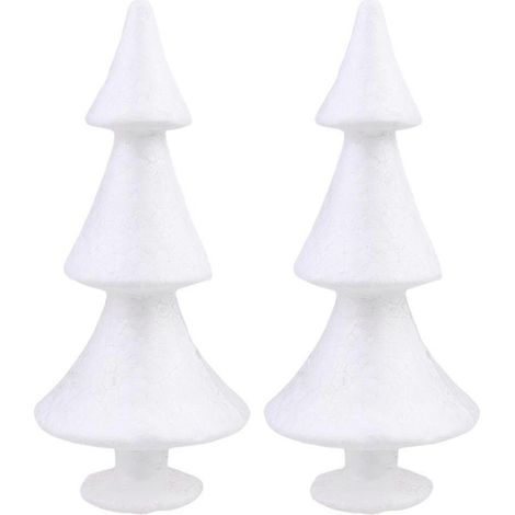 Lot de 2 sapins de Noël blancs miniatures pour enfants, matériel de bricolage, décorations de Noël-White