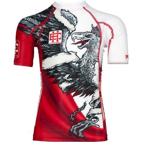 Kurzarm-Rashguard für Kinder, polnischer Adler 164, rot