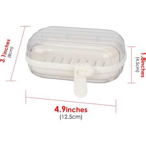 Set mit 2 wasserdichten Reiseseifenschalen mit Deckel, Seifenschalen mit Abflusslöchern, tragbare Seifenschalen, geeignet für Reisen, Camping, Fitnessstudio und Badezimmer (transparent weiß).