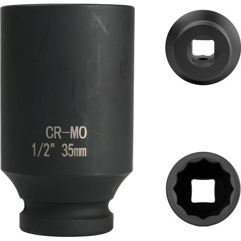 x 35mm Socket, 1/2" Drive, 12 Points, Cr-Mo Steel, For Automotive Mechanics (1/5)