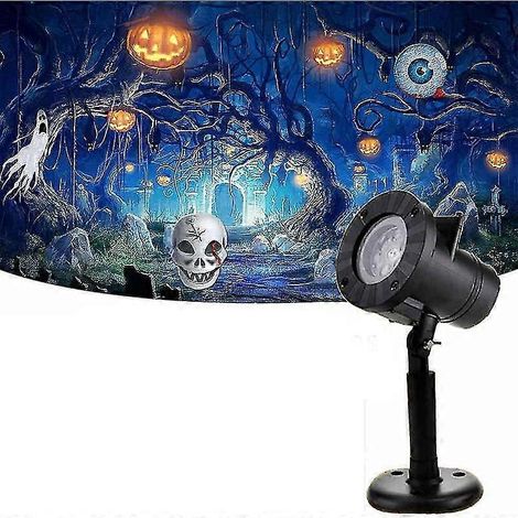Proyector de luces de Halloween, lámpara LED impermeable para exteriores, decoraciones navideñas, 12 lentes reemplazables, foco de copo de nieve en movimiento, lluvia de estrellas, para interiores y e (1/5)
