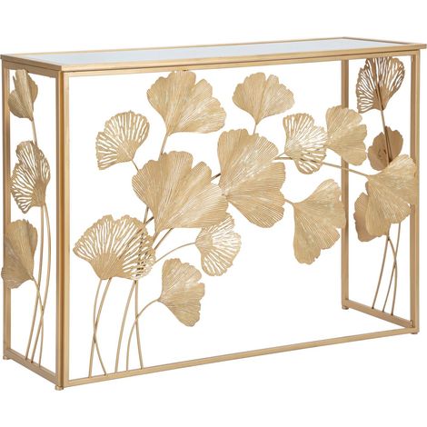 Console in Ferro Leaf 108x36,5x80 cm in Ferro MDF e Specchio Oro (1/5)