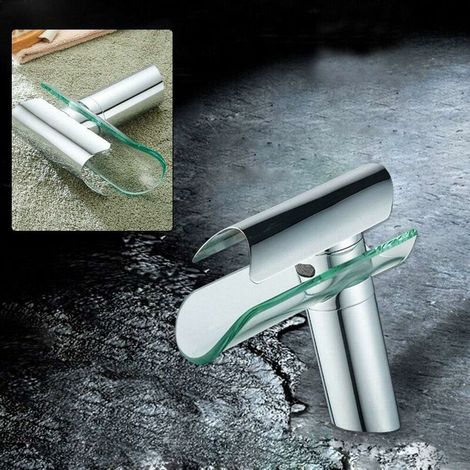 Robinet en verre pour évier de salle de bains Mitigeur monocommande Mitigeur de lavabo cascade
