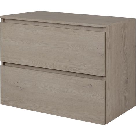 Mobile da bagno 80 cm con piano di lavoro superiore, Colore: Rovere Scuro, 80 x 46 x 60,7 cm (1/5)