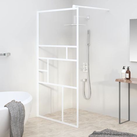 Paroi de douche pour douche à l'italienne 115 x 195 cm en verre trempé de sécurité blanc (1/5)