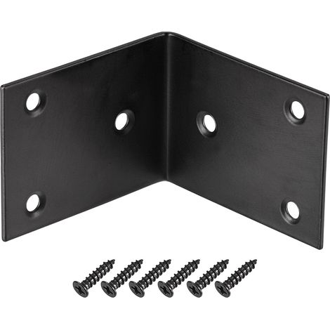 Lot de 4 équerres en L robustes en acier inoxydable noir, 65 x 650 x 50 mm, équerres à angle droit avec vis, plaques de support en métal pour étagères et meubles (1/5)