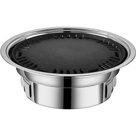 Barbecue coréen Barbecue charbon de bois avec ustensiles de cuisson en acier inoxydable antiadhésif Portable poêle à charbon avec plateau pour Barbecue de Camping en plein air (1/4)