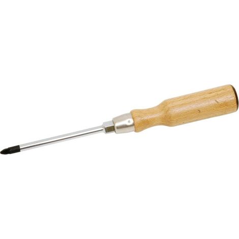 Tournevis manche bois pour vis Pozidriv® – Lame traversante – Écrou 6 pans – Pointe phosphatée – MOB (1/4)
