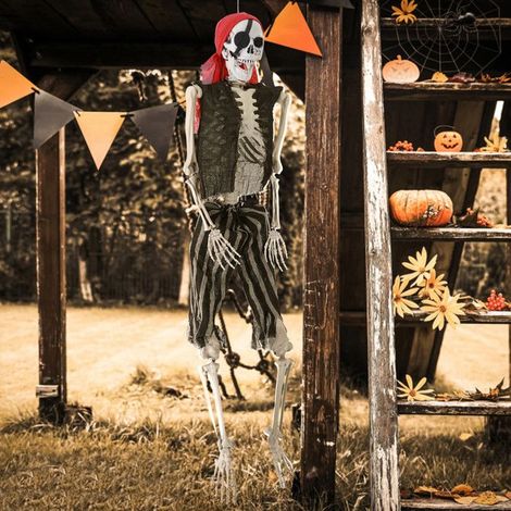 Squelette en plastique Décoration Halloween 165cm Simulation Humain Squelette En Plastique Scène Arrangement Props (1/5)