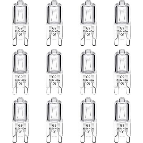 Lot de 12 Ampoule Halogène G9 40W 230V Dimmable 0-100%, 480LM, Blanc Chaud 2700K, G9 Bi-Pin Base Halogène Lampe, Sans Scintillement, pour Four, Lustres, Lampes de Paysage, Éclairage d'armoire (1/5)