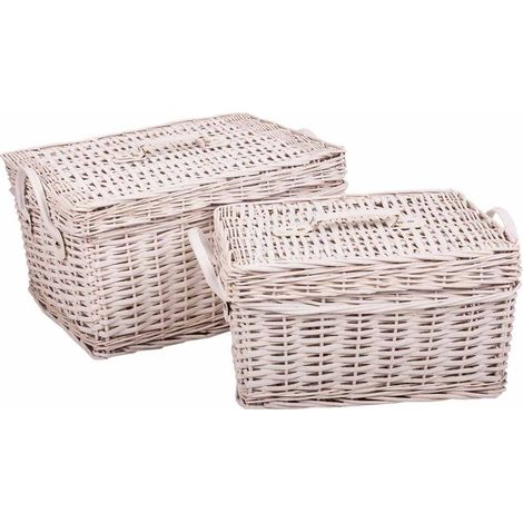 Set 2 cajas de mimbre blancas (1/5)