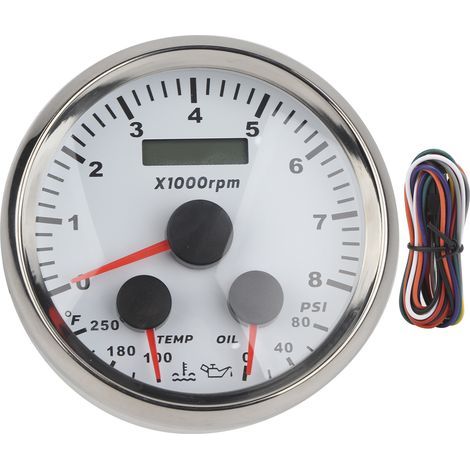 Jauge de pression/température d'huile 85mm 3 en 1 multifonctionnelle 8000 tr/min pour navires 8-16V camping-cars yachts motos (1/5)