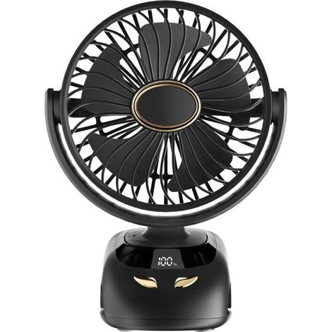 Clip-Ventilator, Mini-Tischventilator, Campingventilator, tragbarer USB-Ventilator, 5-stufiger Lüfter, 3000 mAh, schwarz (1/5)