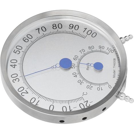 Thermomètre circulaire inox imperméable anti-chaleur thermohygromètre pour plein air avec socle (1/5)