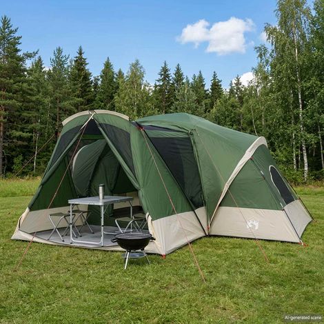 vidaXL Tente de cabine avec auvent résistante à l'eau 10 personne Vert (1/5)