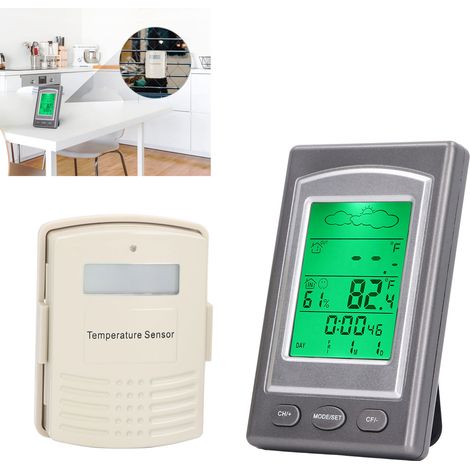 ZW1268 Drahtloses digitales Thermometer und Hygrometer, Wetteruhr, Wetterstation, drahtloses Thermometer für den Innen- und Außenbereich (1/5)