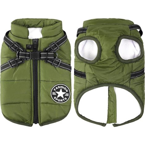 Manteau d'hiver pour Chien Coupe-Vent Imperméable 2 en 1 Chiot Petit Gilet avec Harnais Veste Chaud Rembourré pour Chien Manteaux Imperméables pour Chiens Vêtements d'hiver pour Chiens,L (Tour de poit (1/5)