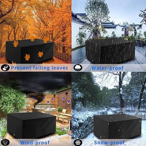 Housse Salon de Jardin, 420D Oxford Tissu Housse Table de Jardin Protection pour Tous Les Temps,Noir,23016580 (1/4)
