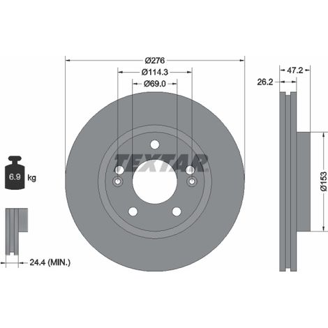Lot de 2 Disques de frein Textar 92131000 HYUNDAI 5171226000 517123B000