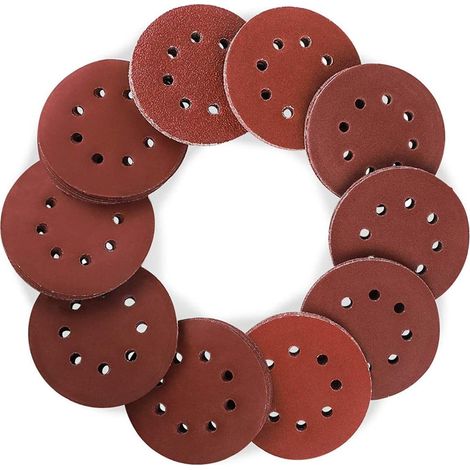 100PCS Disque de Ponçage 125mm Grain 320, Disques a Poncer Papier Abrasifs 8 Trous Idéal pour Poncer/Polir pour Ponceuse Excentrique (1/5)