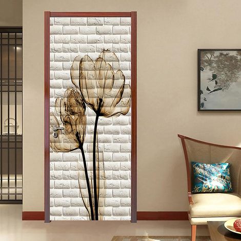 Sticker mural 3D motif brique hibiscus, idéal pour une cave à vin ou comme papier peint photo, imperméable et parfait pour une chambre, une salle de bain ou une cuisine - 95 x 215 cm (1/5)
