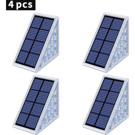 (Lot de 4 blancs) Lampe solaire LED extérieure pour escalier, design élégant, ultra-lumineuse, étanche IP67, antivol, idéale pour décorer un escalier, une terrasse ou un jardin. Éclairage décoratif. C (1/5)