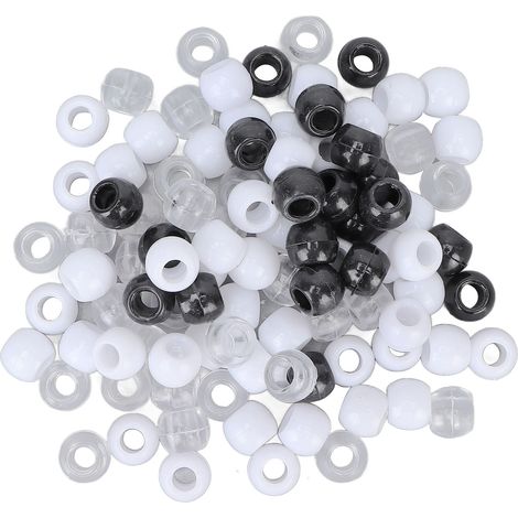 Perles en plastique, perles rondes transparentes, barbe reggae, accessoires pour dreadlocks, extensions de cheveux, perles à gros trou, perles à enfiler, perles transparentes noires et blanches (1/5)