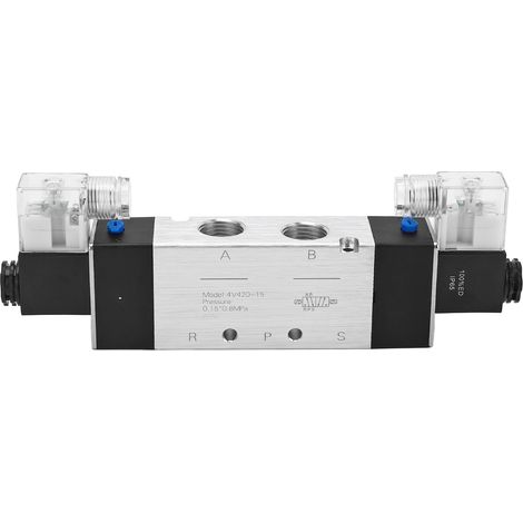 Électrovanne pneumatique 3 positions 5 voies, type à connexion électromagnétique, commande électrique DC12V, valve de régulation d'air. (1/5)