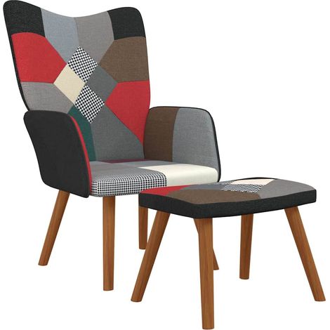 Silla de relajación con reposapiés tela patchwork vidaXL