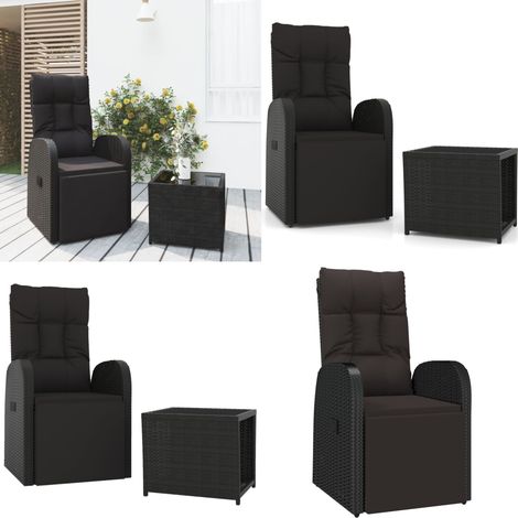 2-tlg. Garten-Lounge-Set Schwarz Poly Rattan & Stahl - Garten Lounge Set - Garten Lounge Sets - Home & Living (1/5)