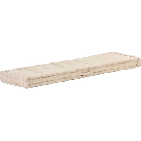 Coussin de plancher de palette d'extérieur Coton 120x40x7 cm Beige (1/5)