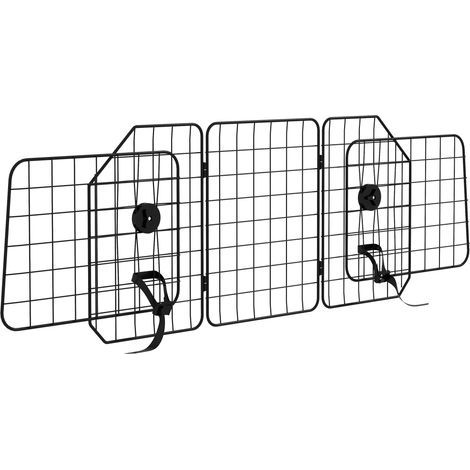 Grille de séparation pour chien en voiture, réglable de 93 à 150 cm, pliable, montage facile, acier, noire (1/5)