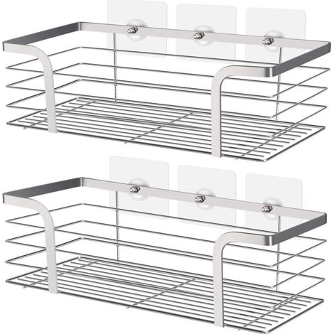 Etagere Douche, Panier de Douche,Salle de Bain Accessoire, Rangement Salle de Bains, Etagere Angle, Acier Inoxydable SUS 304, Lot de 2 (1/4)