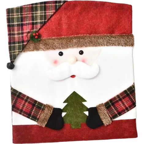 Housse De Dos De Chaise - Lin / Flanelle - 54 X 48 Cm - Pour Chaise De Salle À Manger Ou Cuisine - Motif De Noël - 1 Pièce (1/5)