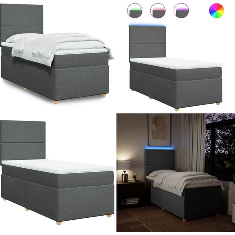 vidaXL Boxspringbett mit Matratze Dunkelgrau 100x200 cm Stoff (1/5)