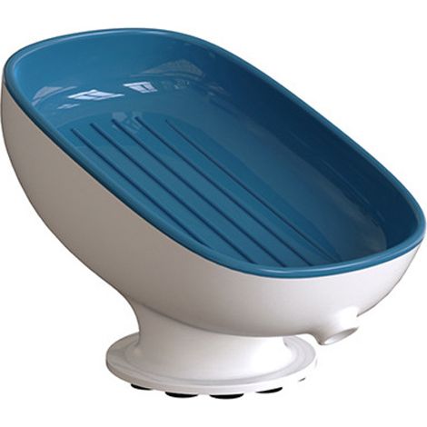 Jabonera con súper ventosa y drenaje para jabonera de baño, soporte para esponja de cocina, contenedor de jabón, suministros de baño, azul (1/5)