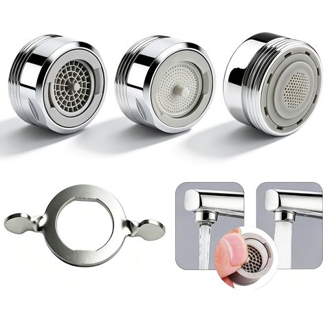 M24 aérateur de robinet en laiton, 2 modes de jet, orientable 20°, économiseur d’eau (1/5)
