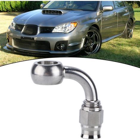 Punta de freno banjo AN-3 de acero inoxidable, adaptador de 90° para accesorios de automóviles. (1/5)