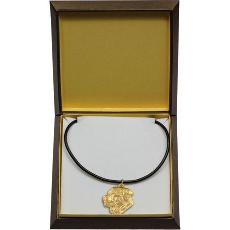 Tosa Inu, Tosa-inu, Mastín Japonés: collar para perro en caja de regalo, colgante chapado en oro para amantes de los perros, impresionante joyería de Art-Dog. (1/5)