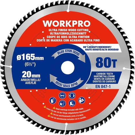 Lame de Scie Circulaire 165 mm 80 Dents ATB Coupe Précise et Lisse pour Bois Massif, Bois Tendre, MDF et Contreplaqué (1/5)