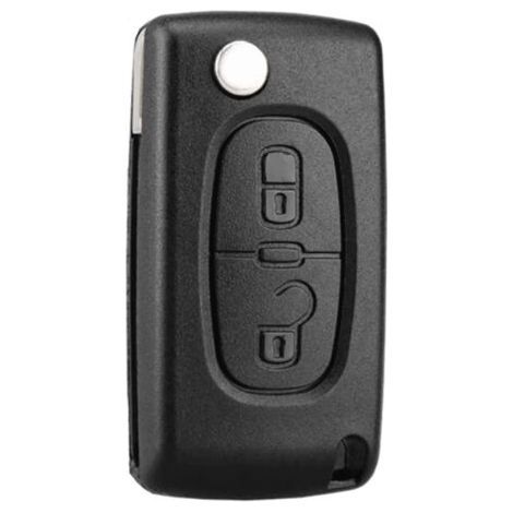 Schlüsselgehäuse mit Tasten, kompatibel mit CE0536 Klappschlüssel für Peugeot 207 307 308 407 408 3008 5008 Citroen C2 C3 C4 C5 C6 C8 (2 Tasten, CE0536)